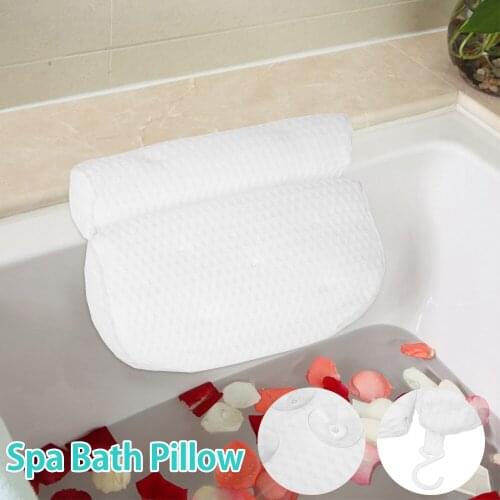 Breathable 4D Mesh Spa Bath Pillow Bathtub Head Rest Pillow with Suction Cups Neck and Back Support Spa Pillow Bathroom Supply