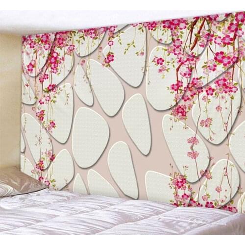 Stone Wall Safflower Landscape Tapestry Boho Mandala Wall Hanging Royal Blue 3D Hippie Wall Tapestry Home Decor Mint Yoga Mat