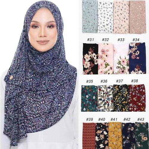 New Bubble Chiffon Hijab Scarf Design Flower Shawls Muslim Scarves Headscarf Wraps Turbans Headband Long Scarves 43 COLORS