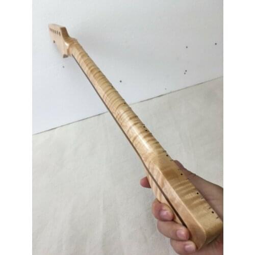 One piece of Flame maple 21 frets Electric Guitar Neck replacement 25.5inch gloss