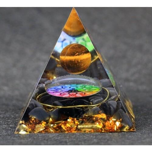 Orgonite Pyramid tiger eye beads Sphere With buddhist Lotus Natural Raw onyx Shimmer Spectrolite Stones Reiki Chakra Jewelry