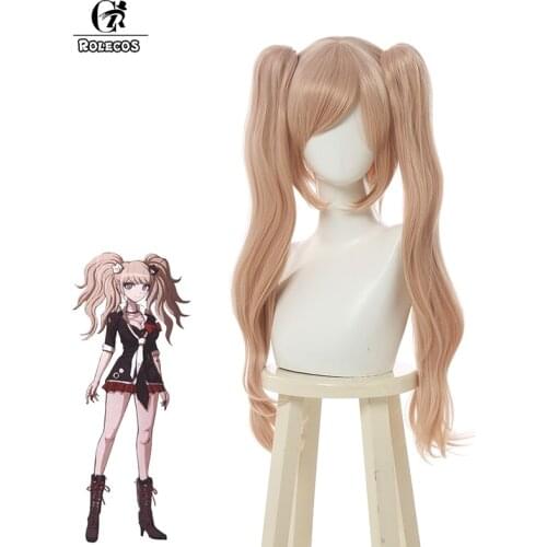 ROLECOS Anime Dangan Ronpa 2 Cosplay Wig Enoshima Junko Women Long Hair Cosplay Pink Headwear Danganronpa Synthetic Hair