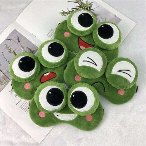 Plush Animal Sleeping Eye Mask Cute Frog Sleep Mask Cartoon 3D Eye Cover Eye Blindfolds Travel Eye Band Shade Rest Eyepatch