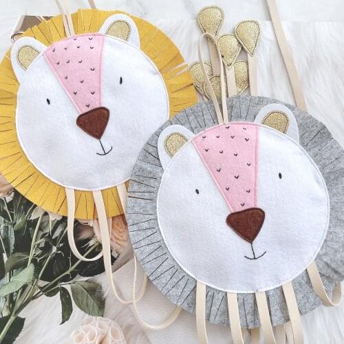 Nordic Baby Lion Wall Hang Decor Girls Hair Clips Storage Organizers Kawaii Room Decor Macrame Bedroom Nursery Room Decoration
