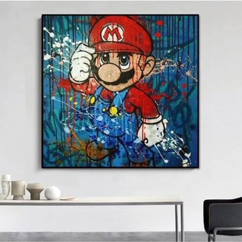 Canvas Printed Poster Home Decoration 1 Panel Cartoon Mario Paintings Wall Artwork Pictures Modern Living Room Modular Framed