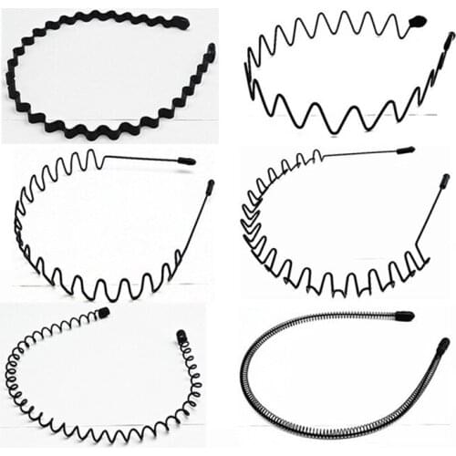 Imixlot Simple Classic Unisex Black Wave Headband Unisex Sport Hair Holder Head Hoop Hair Accessories Styling Tools