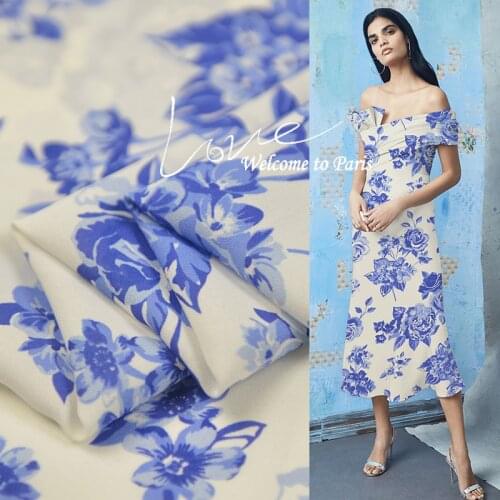 Blue, white, blue white Chinese style design romantic high-end silk Qiao fabric