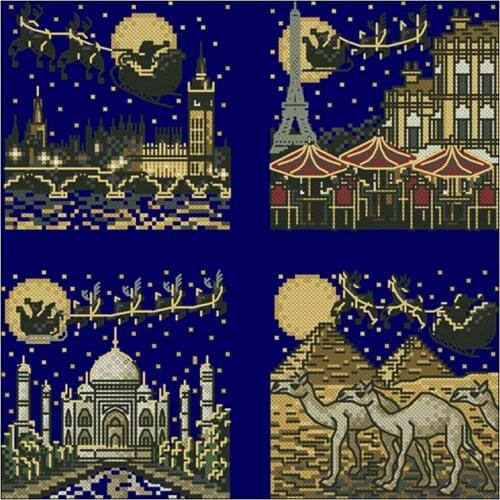 Christmas card puzzle cartoon counted 11CT 14CT Cross Stitch Set Wholesale DIY Cross-stitch Kits Embroidery Needlework Home Deco