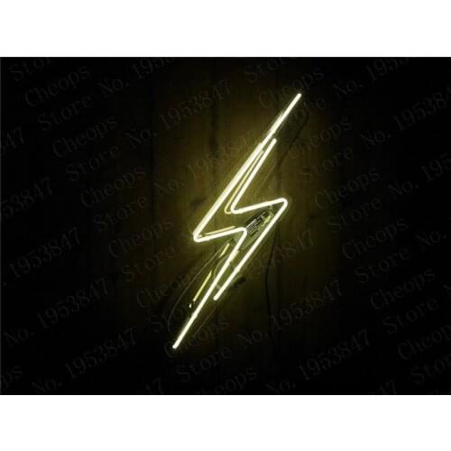 Christmas Gift Neon Sign Glass Tube Bulbs Lightning Bolt Beer Bar Store Party Homeroom Decor 16"x8"