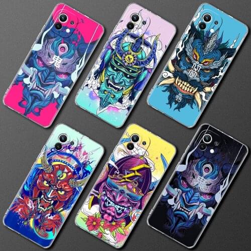 Silicone Case For Xiaomi Mi Poco X3 NFC 10T Pro M3 Note 10 Lite 11 9T F3 Transparent Shockproof Phone Cover Grimace Warrior Mask