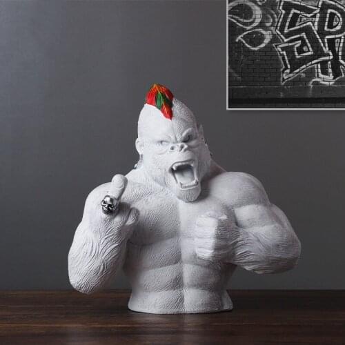 2021 New Monkey King Kong Resin Statue Living Room Decoration Angry Gorilla Sculpture Modern Statue Birthday Gift Collectible