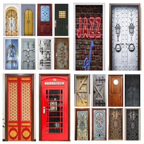 Modern Wood Grain Home Decor DIY Door PVC Waterproof Classical Pattern Sticker Safe Telephone Booth Self Adhesive Art Paper Bed