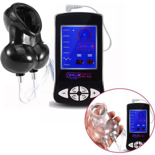 Bondage Electric Shock Penis Scrotum Ring Restraint Penis Sleeve Male Masturbator Sex Toy Chastity Cage Cock Ring Intimate Goods