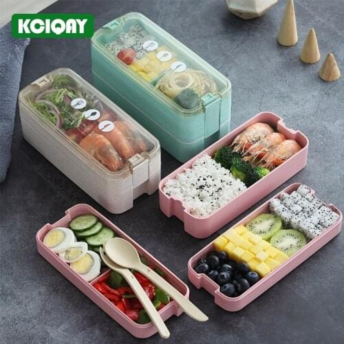 1100/800ML Healthy Material Lunch Box 3 Layer Wheat Straw Bento Boxes Microwave Food Storage Containers Bento Lunch Box For Kids