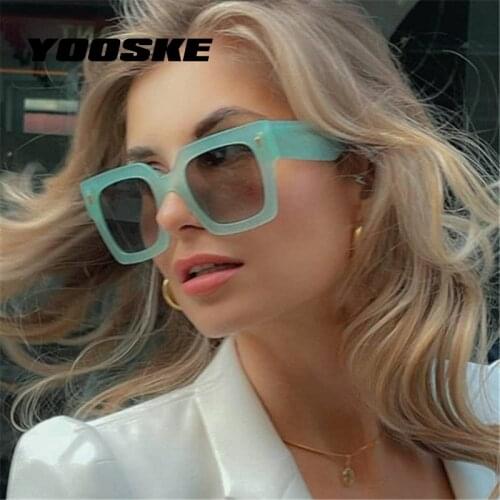 YOOSKE Women Oversized Sunglasses Brand Designer Vintage Square Sun Glasses Gradient Big Frame Eyewear for Ladies UV400