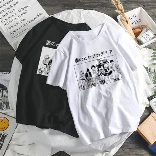 Anime boku no hero academia cute cartoon print women t-shirt my hero academia school fun costume Harajuku japan casual tops tee