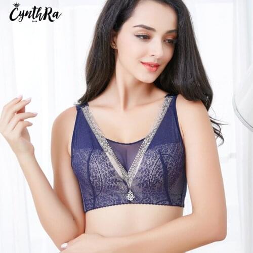 CYNTHRA Autumn New Women Sexy Lace Plus Size Fat Large Bra Wireless Seamless Bra Adjustable Breathable Sexy Push Up Underwear
