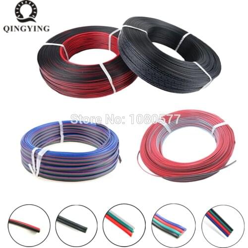 10/20/50/100m 2Pin 3Pin 4Pin 5Pin 22AWG Cable Tinned Copper PVC Insulated Wire For 3528 5050 RGB WS2812B LED Strip Connecting
