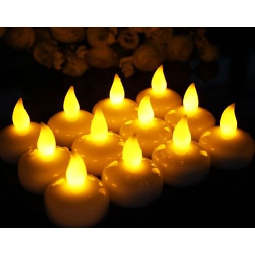 100pcs/lot Water Sensor LED Flameless Floating Electronic Candle for Bath SPA Pray Waterproof Tealight Yellow