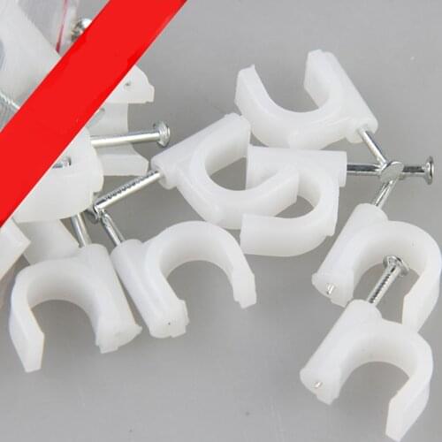 100pcs Cable fixed 16mm Round Circle Path cable clips with Nail, Wire U Circle Cable Clamp with Nail