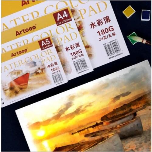 180G watercolor book A3 A4 A5 watercolor paper sketchbook medium and coarse texture Hand Painted Book Office school Art Supplie