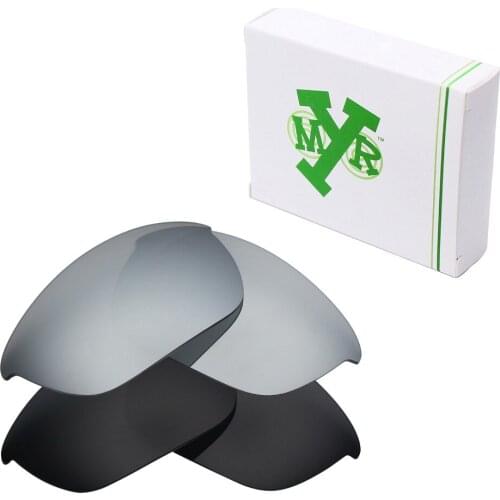 2 Pairs Mryok POLARIZED Replacement Lenses for Oakley Half Jacket 2.0 Sunglasses Stealth Black & Silver Titanium