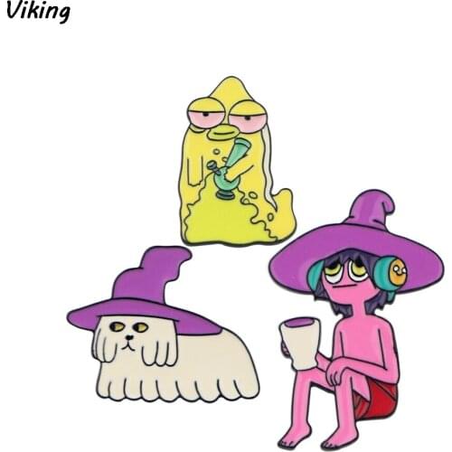 20pcs/lot G1240 Cute Cartoon Monster Brooches Enamel Pins Metal Badges Backpack Hat Collar Pins For Women Men Kid Gifts