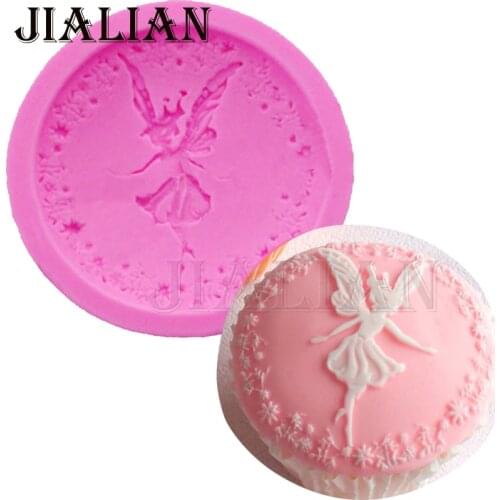 3D Flower Fairy Angel girl Fondant chocolate silicone molds cake decorating tools soap mould clay/rubber cake pop recipe T-0872