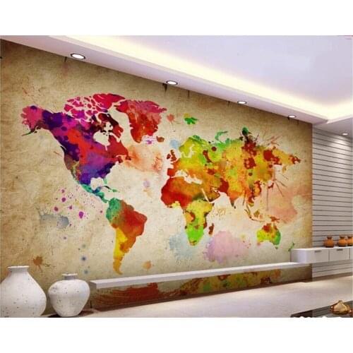 Beibehang 3D custom wallpaper mural photos high-end creative world map personality background wall bedroom decorative painting