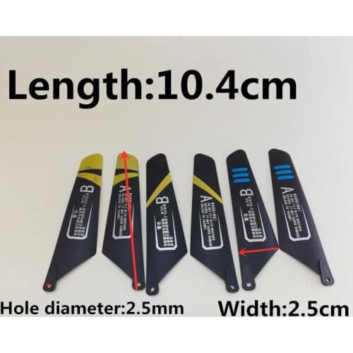 Free Shipping 4pcs=2A+2B 10.4cm 104mm Length 2.5mm hole Main blades Props Propellers For R/C Helicopter Model Toys Spare Parts