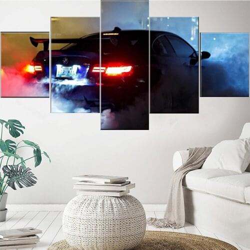 5 Pieces Wall Art Canvas Painting Super Sports Car Poster Modern Home Decoration Pictures Living Room Framework Modular