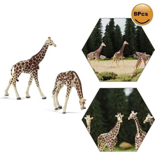 8pcs/16pcs Model Train 1:87 Giraffe PVC HO Scale Painted Model Giraffe Wild Animals Layout AN8712