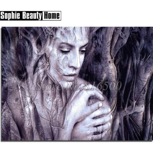 5D DIY Full Drill Diamond Painting Woman In Trees Diamond Embroidery Cross Stitch Portrait Rhinestone Mosaic Wedding Gift 188299