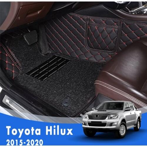 Car Floor Mats For Toyota Hilux 2020 2019 2018 2017 2016 2015 Double Layer Wire Loop Custom Car Accessories Interior Carpets