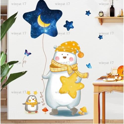 Cartoon Baby childrens room decorative door sticker wall Stickers bedroom wallpaper self-adhesive 3D stereo wall painting room