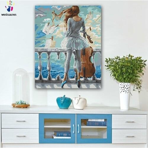 DIY colorings pictures by numbers with colorsThe girl who plays the cello painting by numbers framed Home