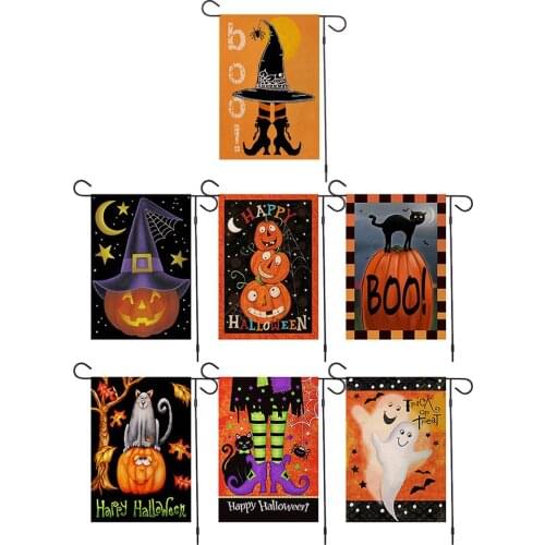 Double-Sided Halloween Garden Flags Thanksgiving Christmas Pumpkin Garden Decorative Flags Banner for Home Garden Decor