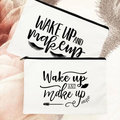 Funny Letter Print Fashion Storage Cosmetic Bags Travel Makeup Case Toiletry Wash Kit Pouch for Women Clutch High Capacity Purse