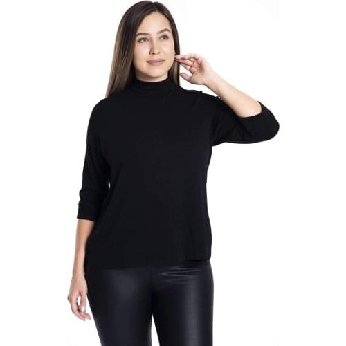 Hanezza Large Size Turtleneck Basic Bluz
