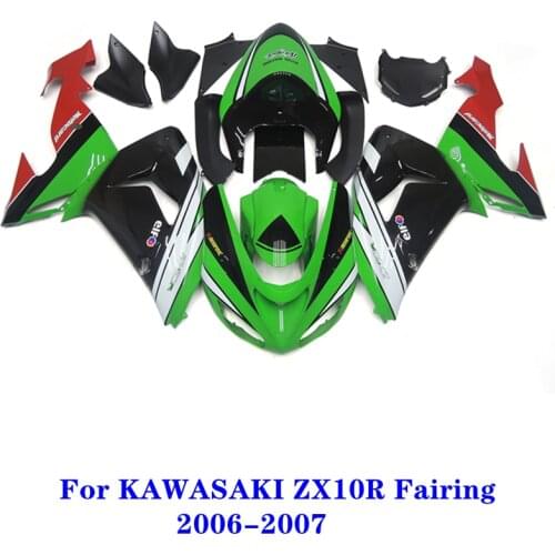 Motorcycle ABS Injection Body Protection Fairing Kit For Kawasaki Ninja ZX10R ZX-10R 2006 2007, 10R zx-10r 06 07 greenRed