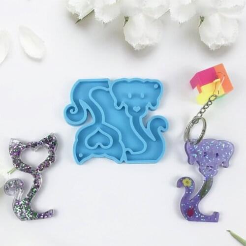 Cats Dogs Keychain Epoxy Resin Mold Jewelry Pendant Silicone Mould DIY Crafts Decorations Casting Tools Dropshipping