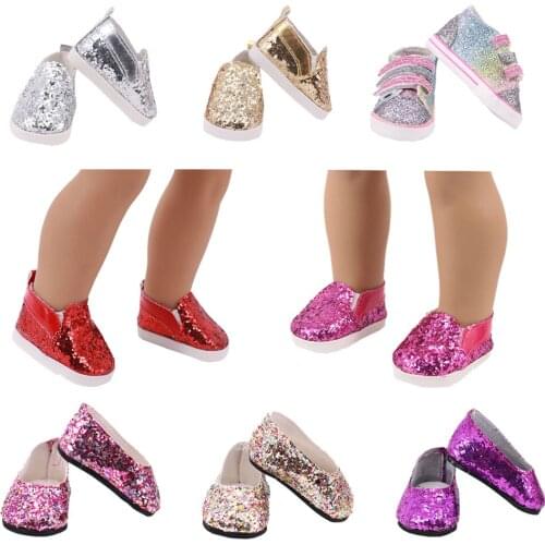 7Cm Doll Shoes Sequined Shoes For 18 Inch American&43Cm Baby New Born Doll Child Birthday Gift For Our generation