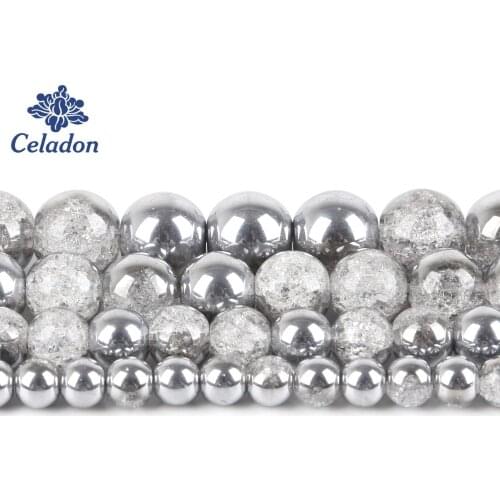 Hot Sale 6/8/10/12mm One Side Plated Color Cracked Crystal Natural Stone Beads For Jewelry Making DIY Bracelet Necklace