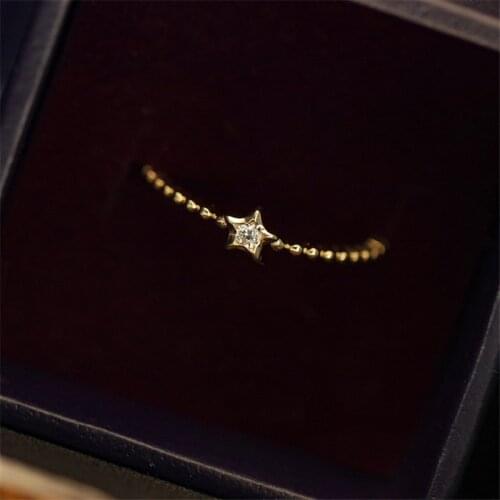 Liemjee Wholesale Fashion Jewelry S925 Silver 14K Gold Plate Star Zircon Ring For Women Luxury Namour Charm Gift All Seasons