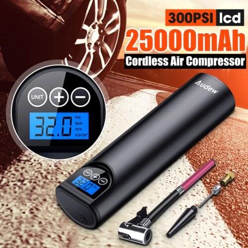 Audew Cordless Inflatable Pump 150PSI Air Comprerssor Rechargeable Car Tyre Inflator LCD Portable Auto Emergency Motorcycle 12V