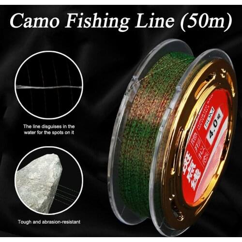 50m Invisible Fishing Line Speckle Carp Fluorocarbon Line Super Strong Spotted Line Sinking Nylon Fly Fishing Line 0.16-0.33mm