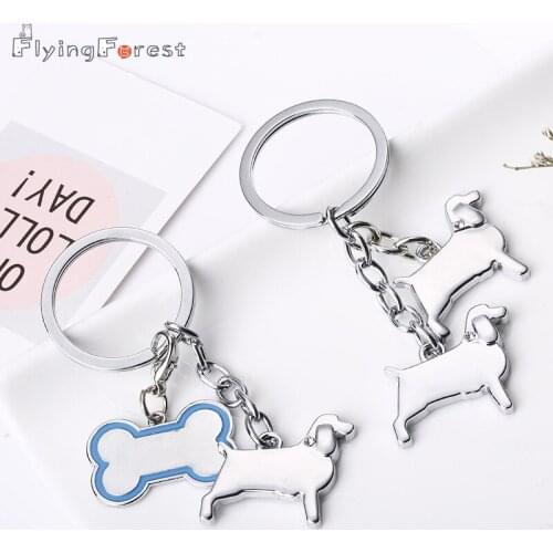 2019 New Arrival Keychain Cute Dachshund Keychains Bone Pendant Couple Key Chain Dog Classic Key Rings Holder DIY Metal Keychain