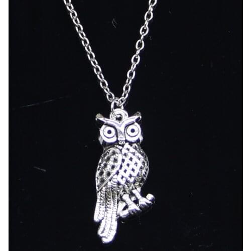 New Fashion Necklace 33x15mm owl standing branch Pendants Short Long Women Men Colar Gift Jewelry Choker