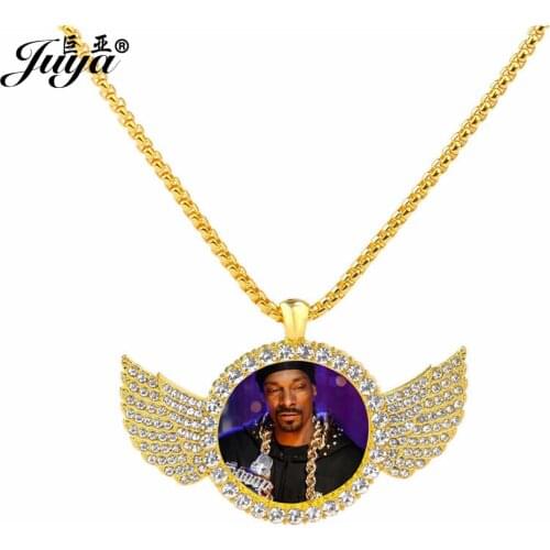 Personalized Custom Photos Necklaces Rhinestone Pendant Memory Medallions With 60cm Link Chains Hiphop Jewelry For Lovers Gifts