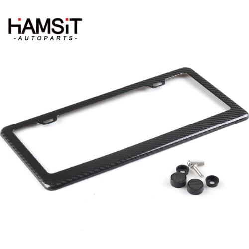 Hamsit Auto License Plate Frame Carbon Fiber car modified Universal for American and Canadian standards